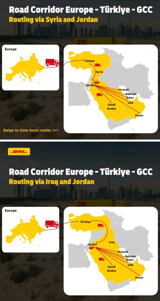 الممرات البرية بين أوروبا ودول الخليج ودور سوريا كمركز لوجستي